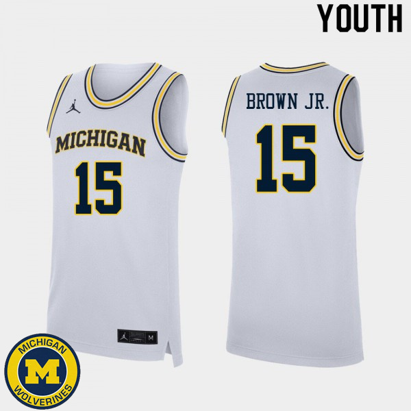 Youth Michigan Wolverines #15 Chaundee Brown Jr. White Alumni Basketball Jersey